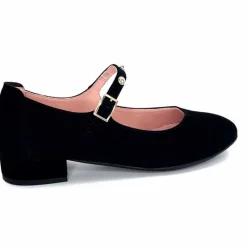 Féminin|Elégant<Sabrinas Ballerines à Bride Réglable 23052 Daim Noir
