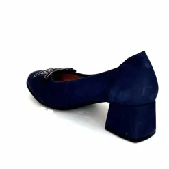 Basic|Ballerines<Sabrinas Ballerines à Talons 95101 Cuir Bleu Marine