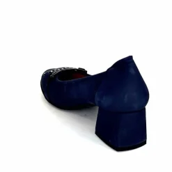 Basic|Ballerines<Sabrinas Ballerines à Talons 95101 Cuir Bleu Marine