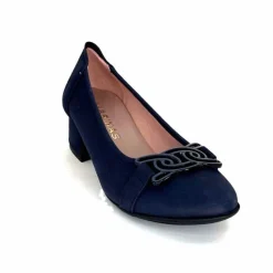 Basic|Ballerines<Sabrinas Ballerines à Talons 95101 Cuir Bleu Marine