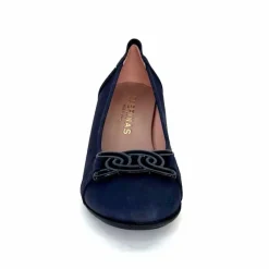 Basic|Ballerines<Sabrinas Ballerines à Talons 95101 Cuir Bleu Marine