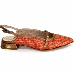 Elégant|Ballerines<Ivoire0532 Ballerines Bride Arriere Ivoire X1406 Raffia Cuir Bronze Orange