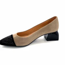 Elégant|Ballerines<Dansi Ballerines 6963 Daim Noir &amp; Strass Taupe