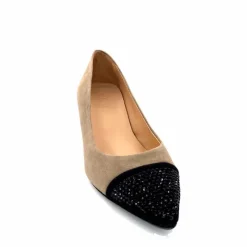 Elégant|Ballerines<Dansi Ballerines 6963 Daim Noir &amp; Strass Taupe