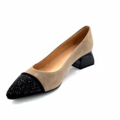 Elégant|Ballerines<Dansi Ballerines 6963 Daim Noir &amp; Strass Taupe