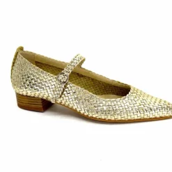 Féminin|Ballerines<Ivoire0303 Ballerines Ivoire 24776 Cuir Tressé Or