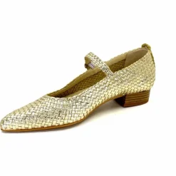 Féminin|Ballerines<Ivoire0303 Ballerines Ivoire 24776 Cuir Tressé Or