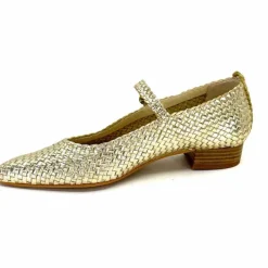 Féminin|Ballerines<Ivoire0303 Ballerines Ivoire 24776 Cuir Tressé Or