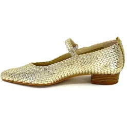 Féminin|Ballerines<Ivoire0303 Ballerines Ivoire 24776 Cuir Tressé Or