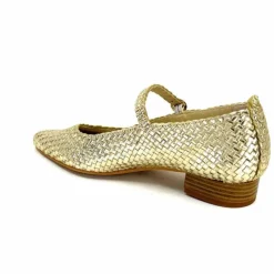 Féminin|Ballerines<Ivoire0303 Ballerines Ivoire 24776 Cuir Tressé Or