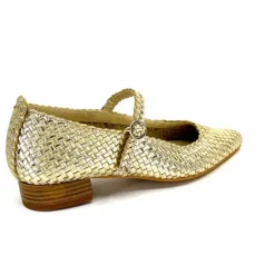 Féminin|Ballerines<Ivoire0303 Ballerines Ivoire 24776 Cuir Tressé Or