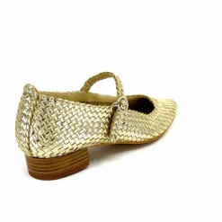 Féminin|Ballerines<Ivoire0303 Ballerines Ivoire 24776 Cuir Tressé Or