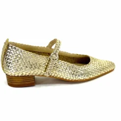 Féminin|Ballerines<Ivoire0303 Ballerines Ivoire 24776 Cuir Tressé Or