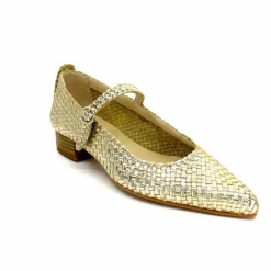 Féminin|Ballerines<Ivoire0303 Ballerines Ivoire 24776 Cuir Tressé Or