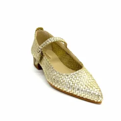 Féminin|Ballerines<Ivoire0303 Ballerines Ivoire 24776 Cuir Tressé Or