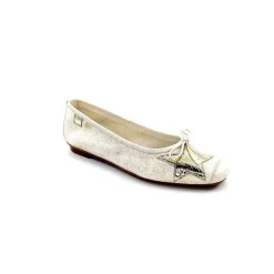 Basic|Ballerines<Requin Ballerines Reqins Hello Cuir Doré Blanc