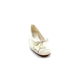 Basic|Ballerines<Requin Ballerines Reqins Hello Cuir Doré Blanc