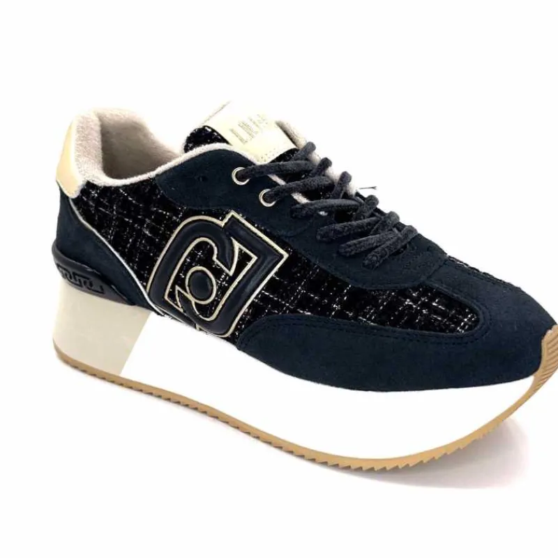 Sport Chic|Décontracté<Liu.Jo Baskets à Plateforme Bf4037 Daim Off Black MarineNoir