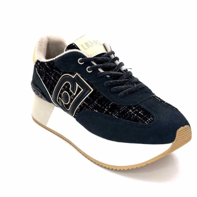 Sport Chic|Décontracté<Liu.Jo Baskets à Plateforme Bf4037 Daim Off Black MarineNoir