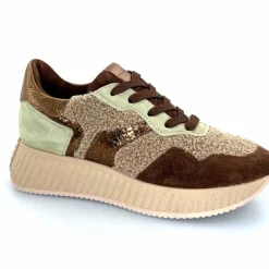 Sport Chic|Baskets<Softwaves Baskets à Plateforme 8.95.05/002 Daim Vert Marron