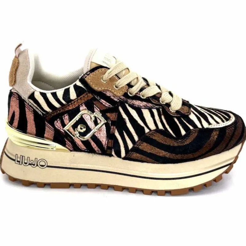 Sport Chic|Animalier<Liu.Jo Baskets à Plateformes Bf4001 Zèbre Rose Marron MarronRose