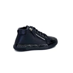 Décontracté|Baskets<Ivoire0401a Baskets Avec Fermeture Éclair Ivoire 500-358 Cuir &amp; Vernis Noir