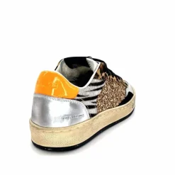 Teenager|Sport Chic<Crime London Baskets 21201 Cuir Blanc Argent Or Léo Orange Multicolore