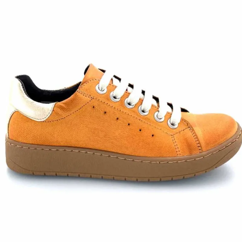 Décontracté|Baskets<Chacal Baskets Fermeture Eclair 6950 Cuir Moutarde Doré Jaune