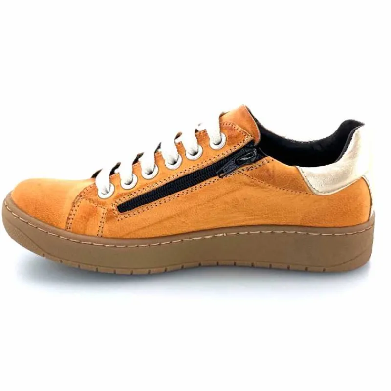 Décontracté|Baskets<Chacal Baskets Fermeture Eclair 6950 Cuir Moutarde Doré Jaune