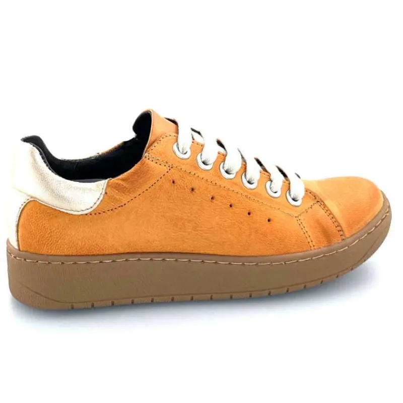 Décontracté|Baskets<Chacal Baskets Fermeture Eclair 6950 Cuir Moutarde Doré Jaune