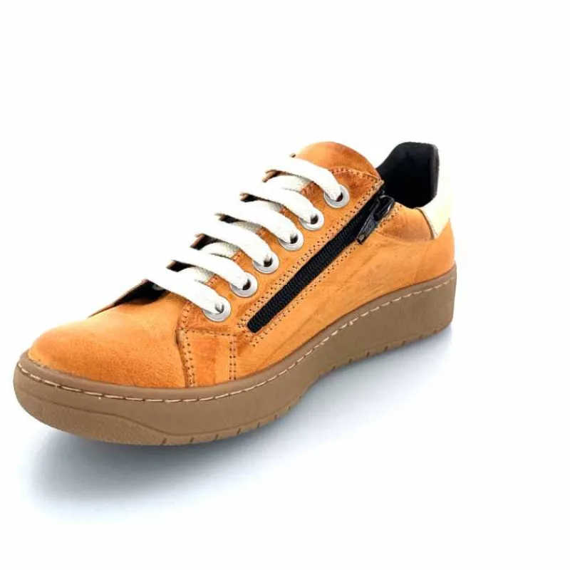 Décontracté|Baskets<Chacal Baskets Fermeture Eclair 6950 Cuir Moutarde Doré Jaune