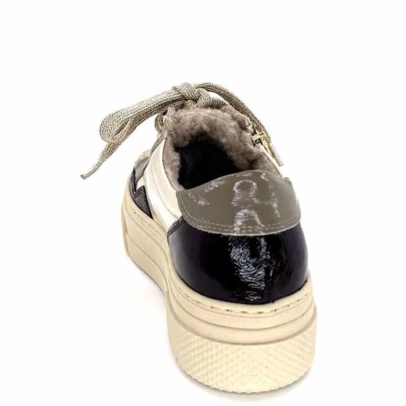 Fourrure|Compensées & Plateformes<Elena Baskets Fourrées 20124 GillCuir Crème Marron Gris BlancGrisClairMarron