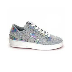 Sport Chic|Fantaisie<GioPiu Baskets Vitto Daim Gris Strass Multicolore GrisClair