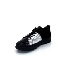 Décontracté|Baskets<Ivoire0401a Baskets Ivoire 500-353 Cuir &amp; Argenté Noir