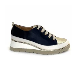 Sport Chic|Baskets<XSA Baskets Légère Compensées 9620 Cuir Marine Doré Bleu