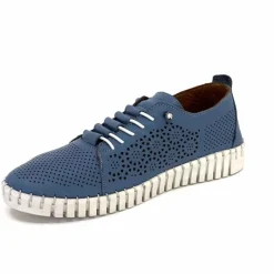 Vacances|Sport Chic<384-ivoire Baskets Légère Ivoire Hy2020 Cuir Bleu
