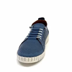 Vacances|Sport Chic<384-ivoire Baskets Légère Ivoire Hy2020 Cuir Bleu