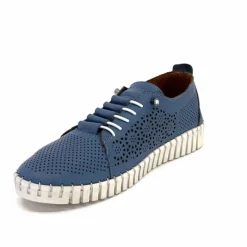 Vacances|Sport Chic<384-ivoire Baskets Légère Ivoire Hy2020 Cuir Bleu