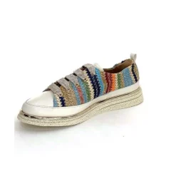 Sport Chic|Baskets<XSA Baskets Légère 8010 Cuir Beige Rafia Multicolore