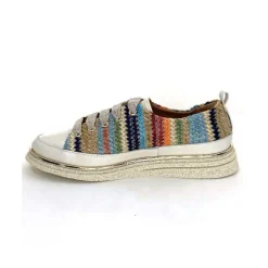 Sport Chic|Baskets<XSA Baskets Légère 8010 Cuir Beige Rafia Multicolore