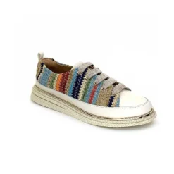 Sport Chic|Baskets<XSA Baskets Légère 8010 Cuir Beige Rafia Multicolore