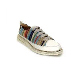 Sport Chic|Baskets<XSA Baskets Légère 8010 Cuir Beige Rafia Multicolore