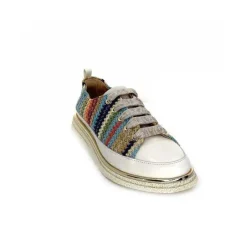 Sport Chic|Baskets<XSA Baskets Légère 8010 Cuir Beige Rafia Multicolore