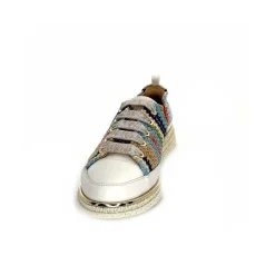 Sport Chic|Baskets<XSA Baskets Légère 8010 Cuir Beige Rafia Multicolore