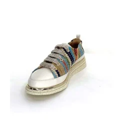 Sport Chic|Baskets<XSA Baskets Légère 8010 Cuir Beige Rafia Multicolore