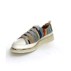 Sport Chic|Baskets<XSA Baskets Légère 8010 Cuir Beige Rafia Multicolore