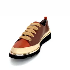 Sport Chic|Baskets<XSA Baskets Légère 8010 Poseidon Cuir Beige &amp; Rouille Marron