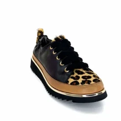 Sport Chic|Animalier<XSA Baskets Légère 8010 Poseidon Léo Cuir Marron &amp; Noir