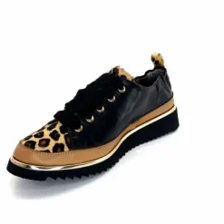 Sport Chic|Animalier<XSA Baskets Légère 8010 Poseidon Léo Cuir Marron &amp; Noir