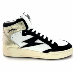 Teenager|Baskets<Semerdjian Baskets Montante SMR23 Braga A557 Cuir Noir Or Blanc